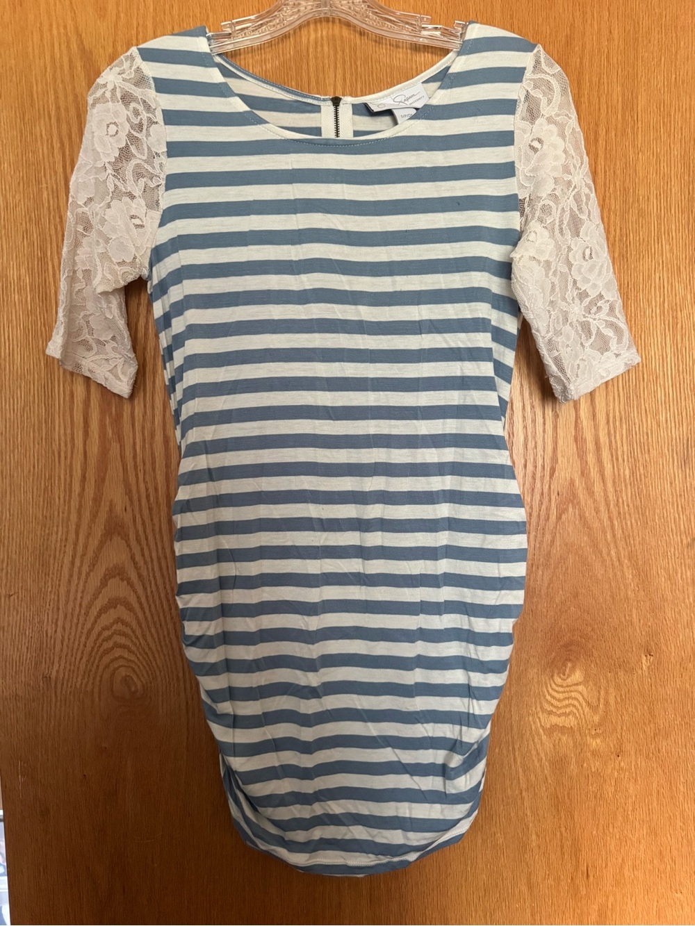 Jessica Simpson Maternity Blue & White Striped Lace Top